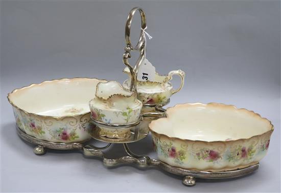 A Royal Devon pottery and electroplate fruit stand